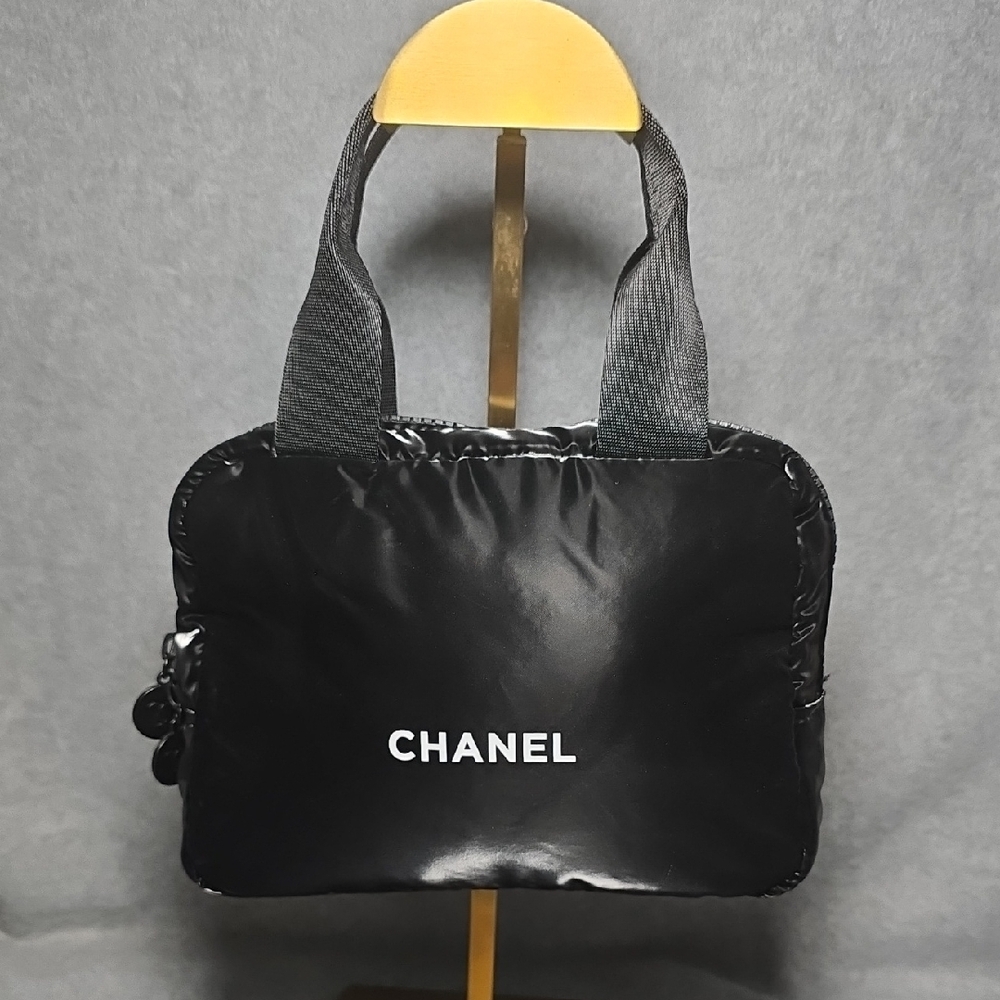 CHANEL Black Nylon Toiletry Pouch with Handles NWOT